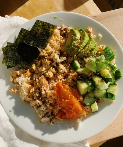 Salmon Tofu Rice Bowl