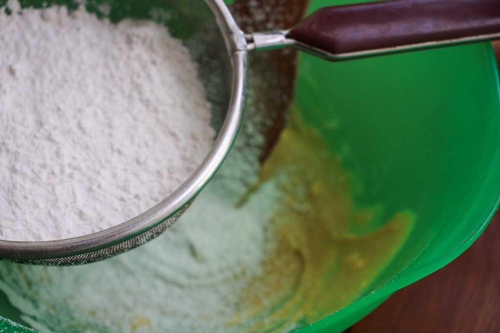Process shot - sift the flour