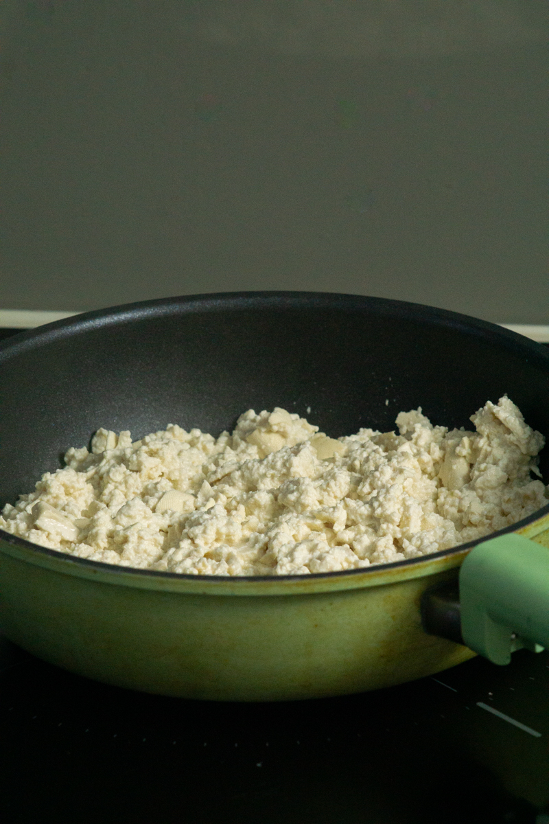 frying the tofu