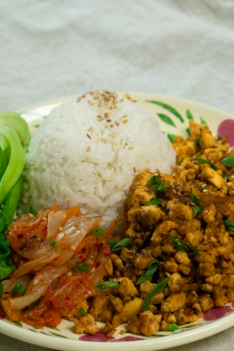 close-up shot of tofu bulgogi