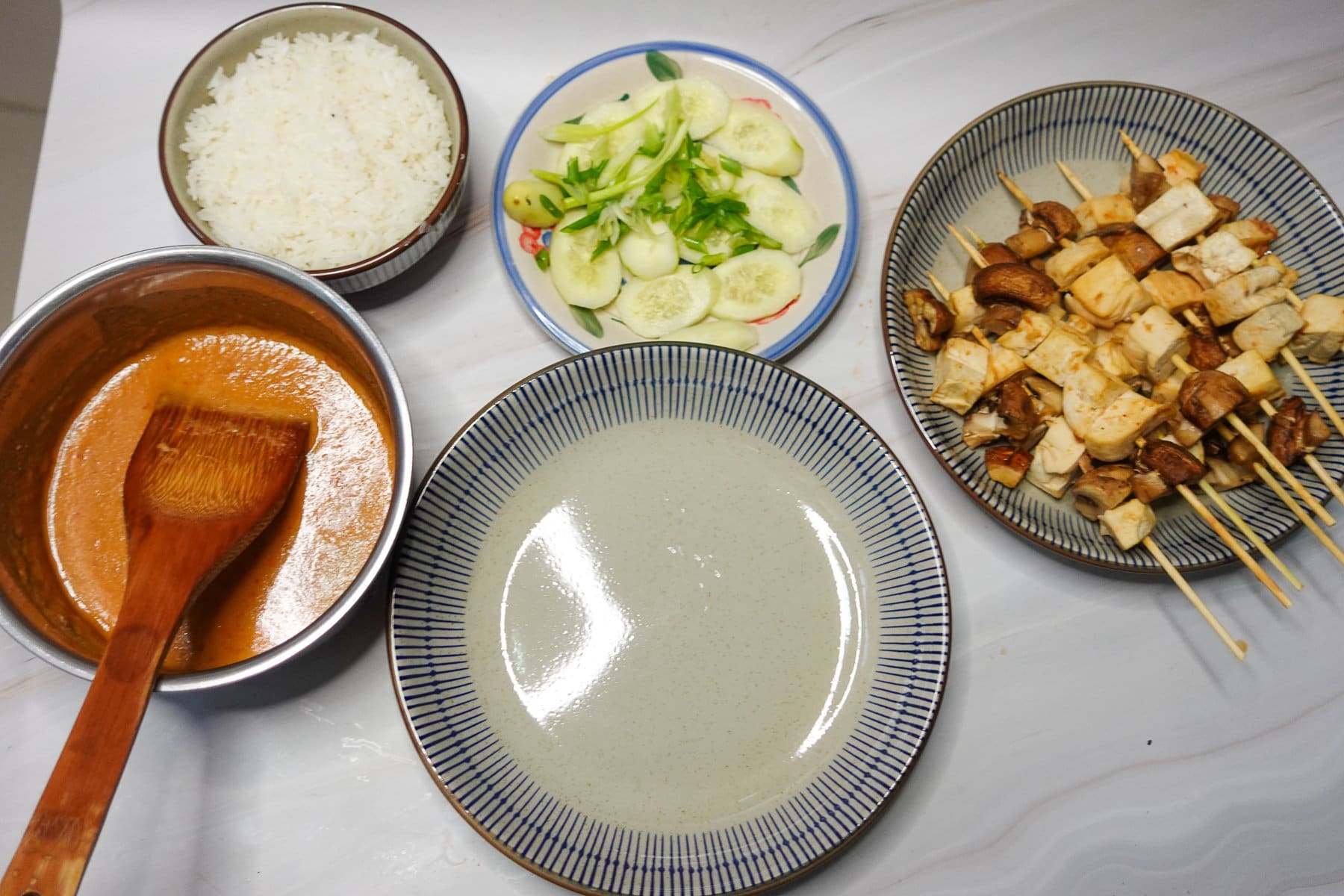 Assemble the Thai Tofu Satay