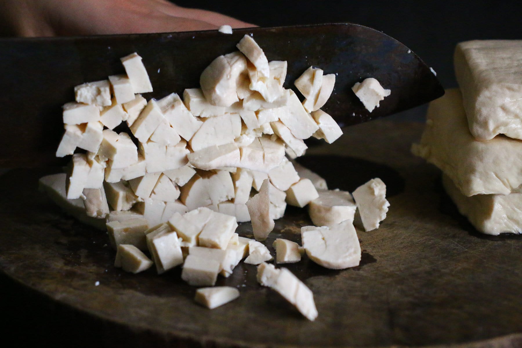 Chop the tofu