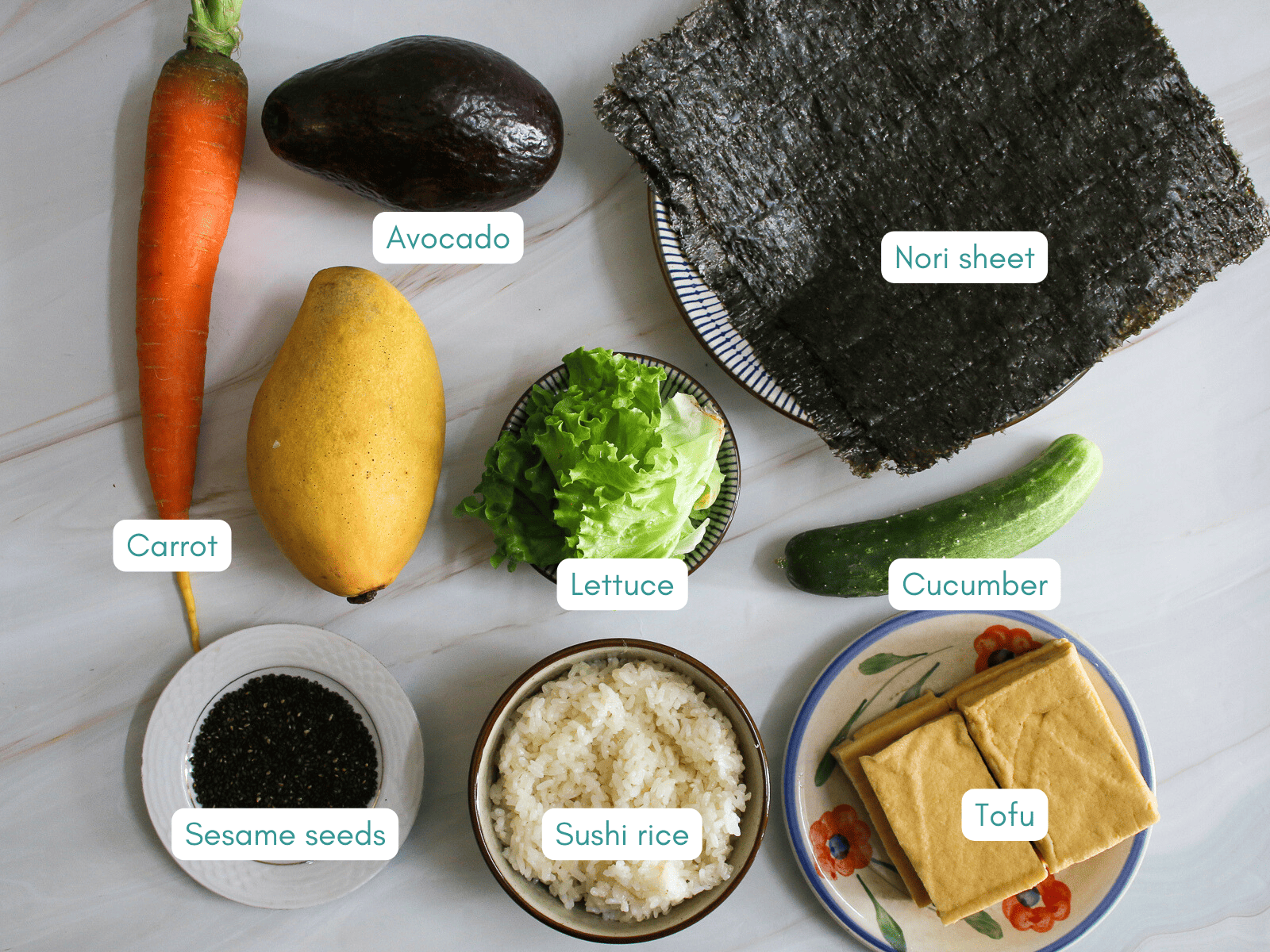 Vegan Sushi Sandwich ingredients
