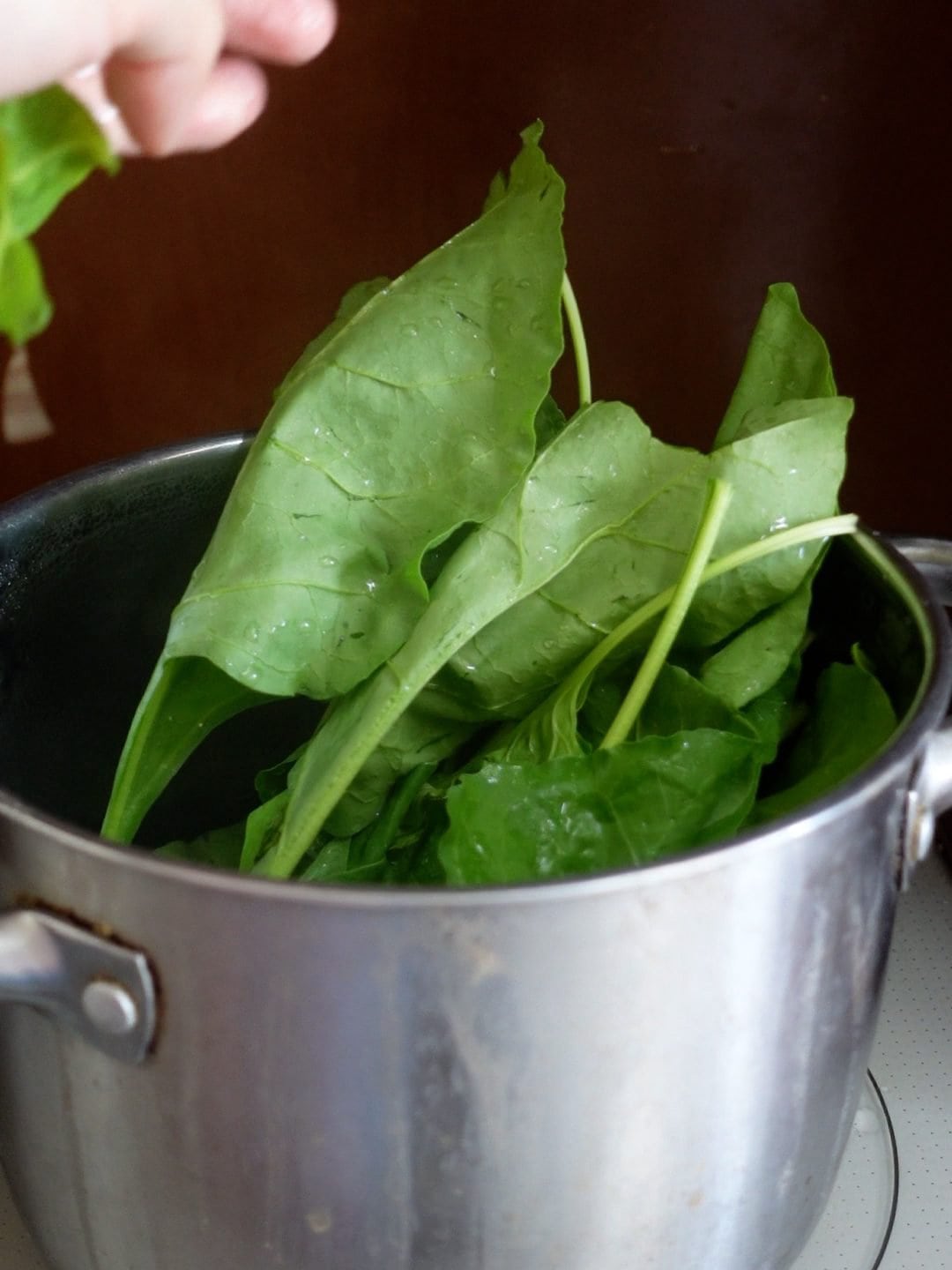 Blanch the spinach in boiling water