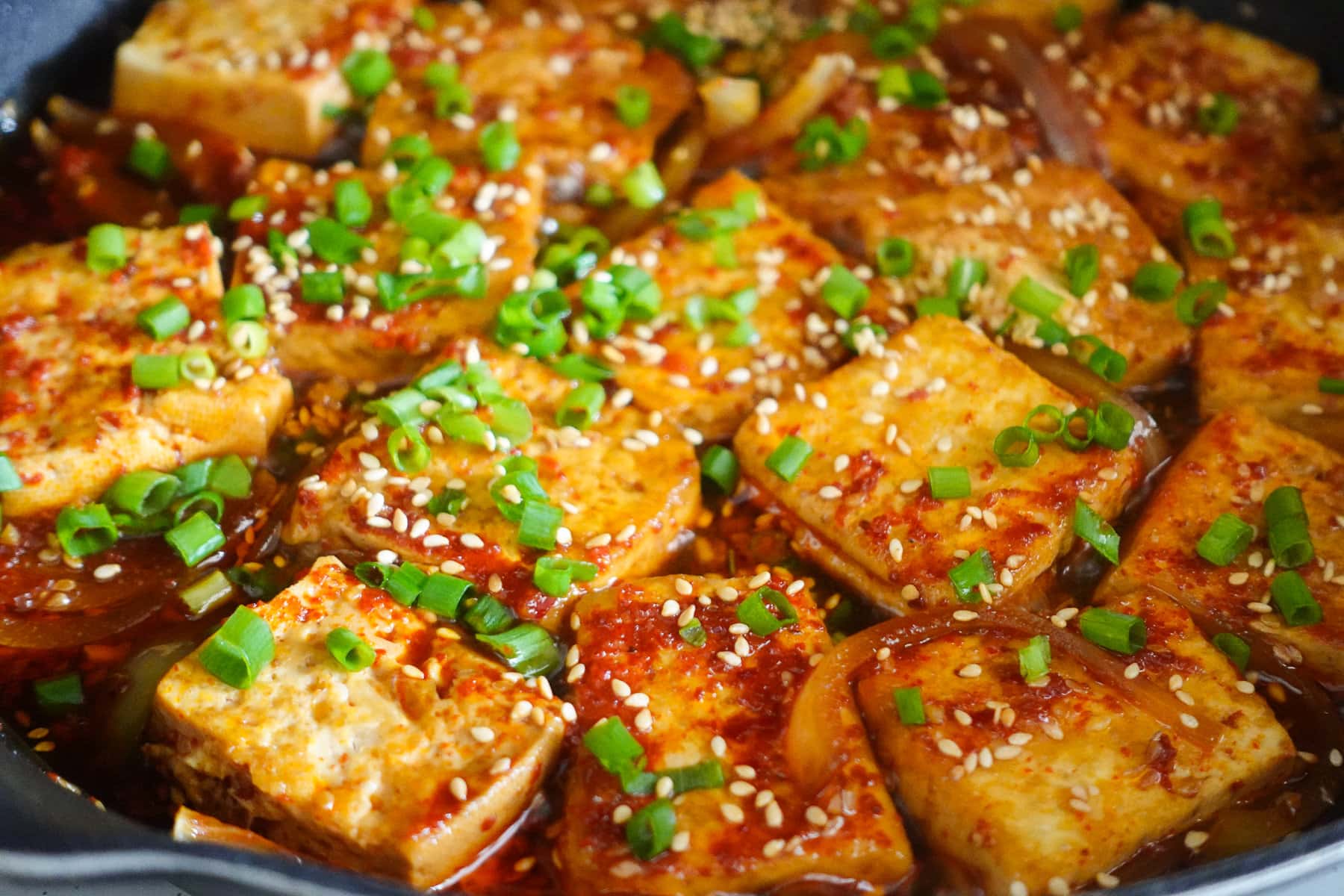 A plate of Korean Braised Tofu