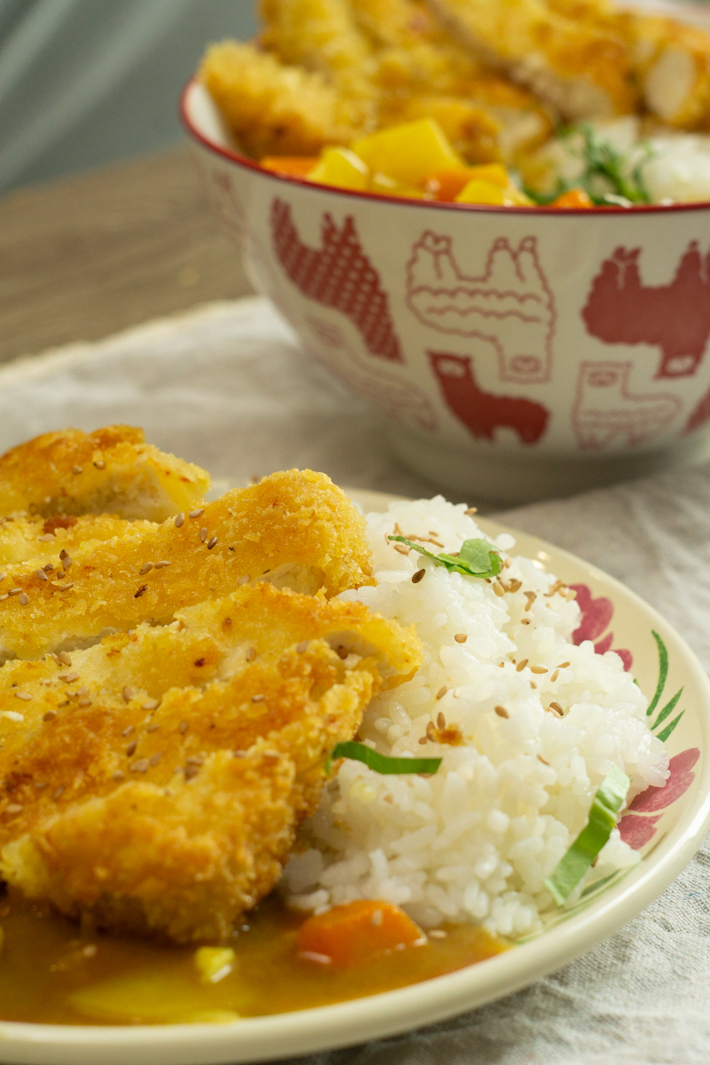 2 servings of vegan tofu katsu curry 