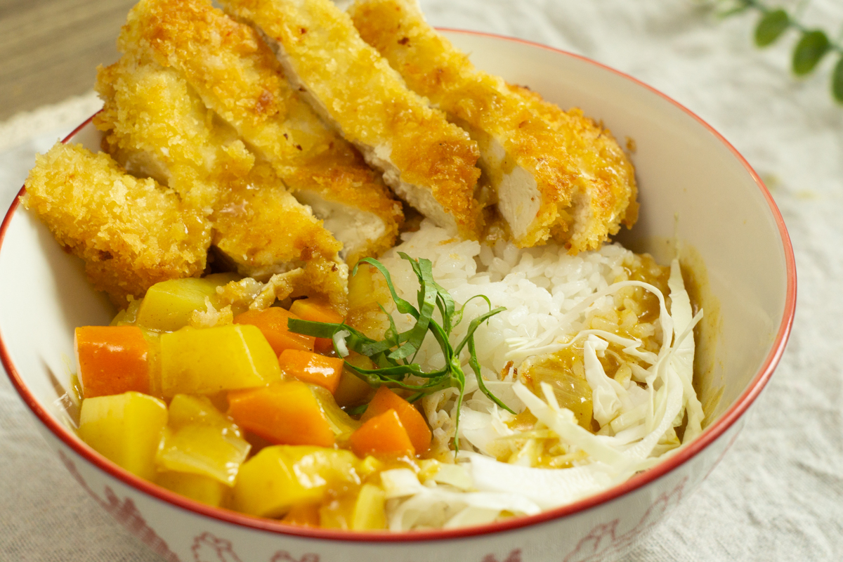 Tofu Katsu Curry in a bowl