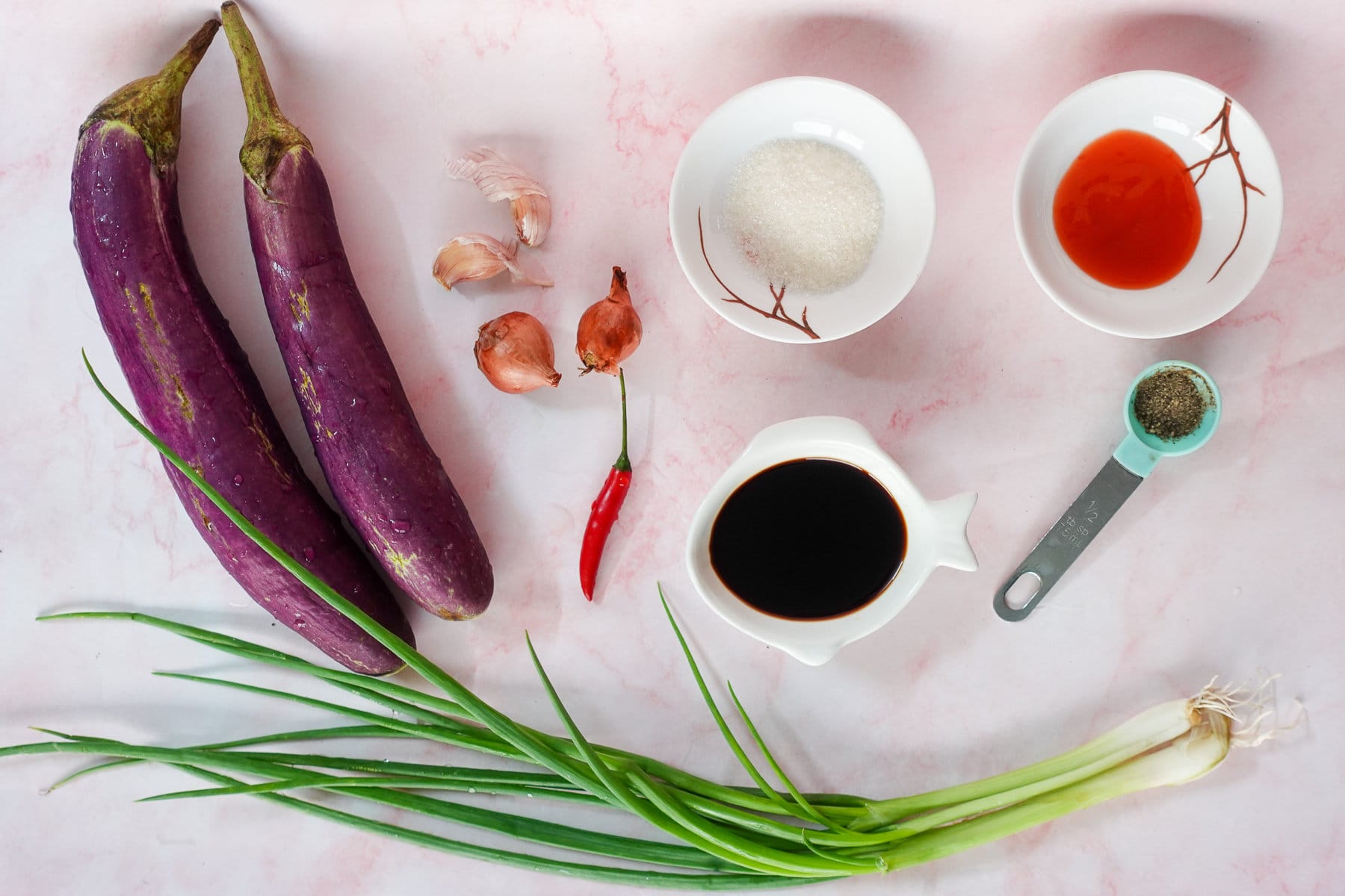 Vietnamese Braised Eggplant ingredients