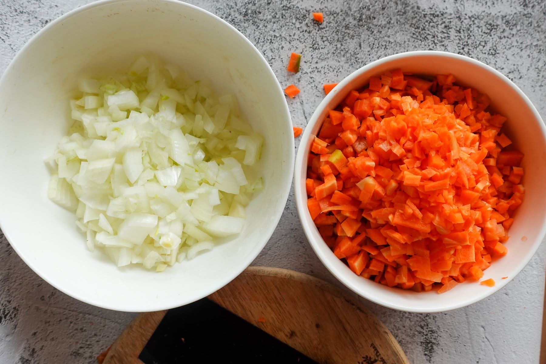 Chop onion and carrot