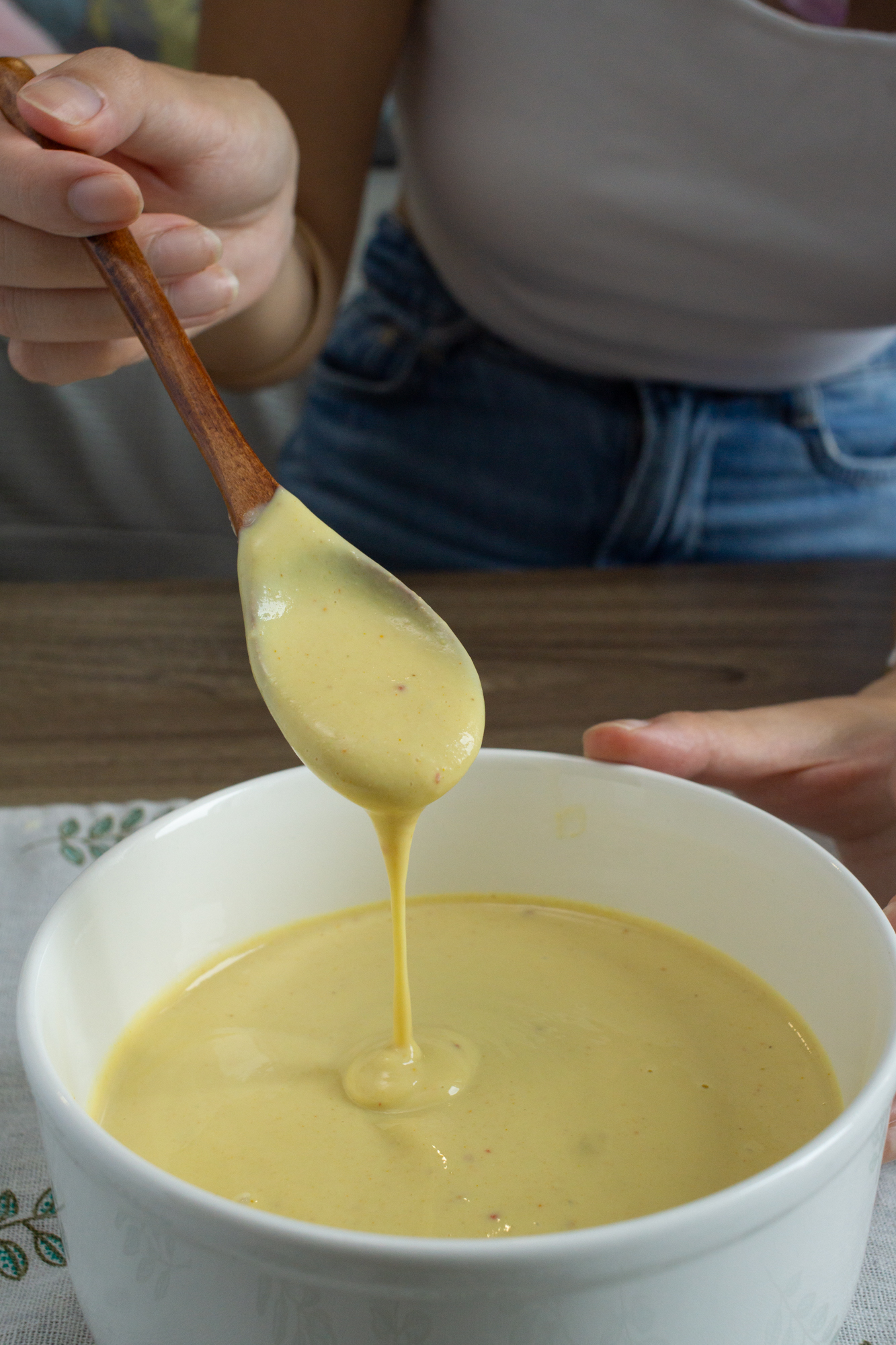 well-blended batter of chickpea flour omelette