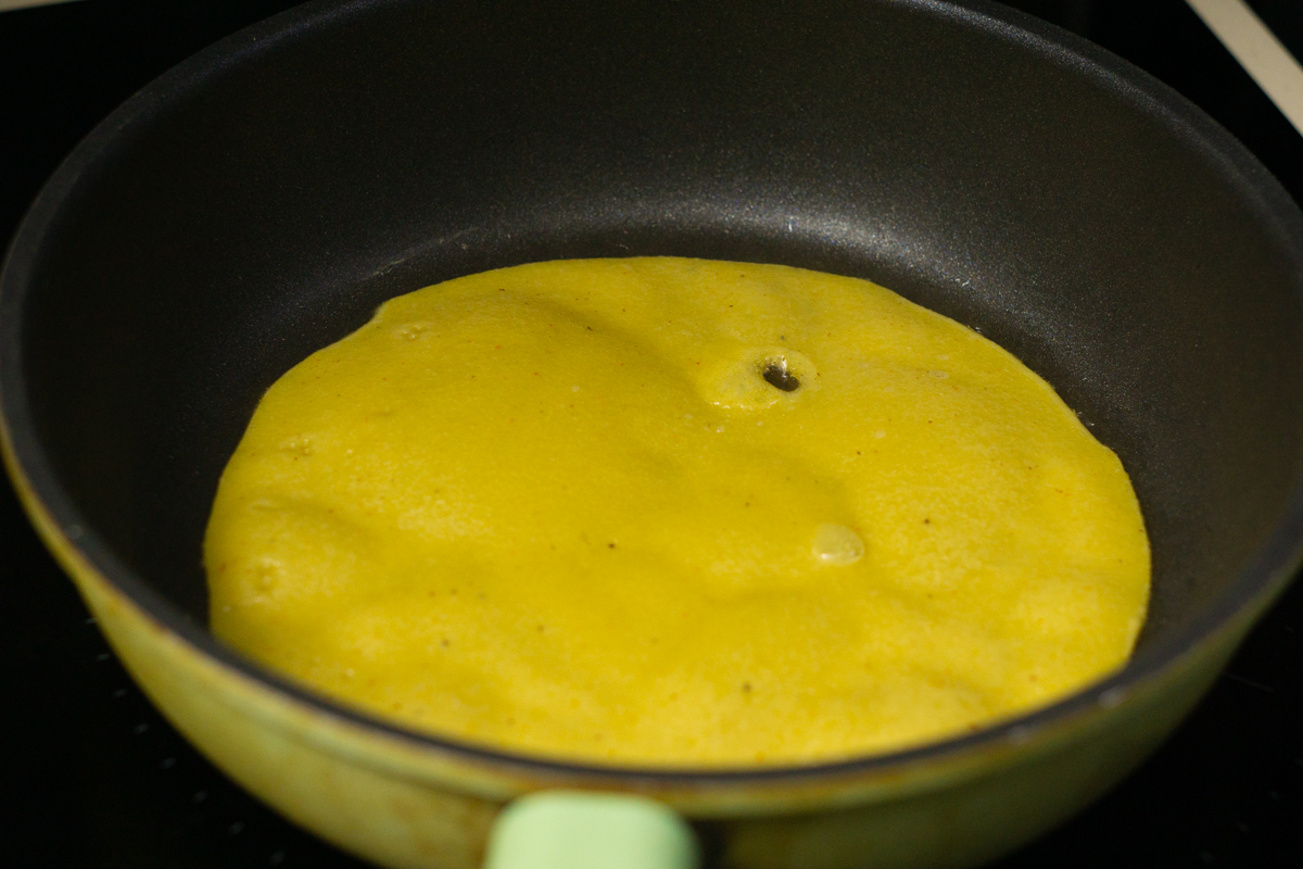 omelette version of vegan mung bean egg