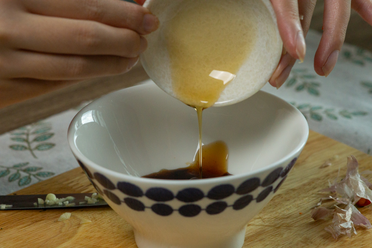 mixing the sauce ingredients