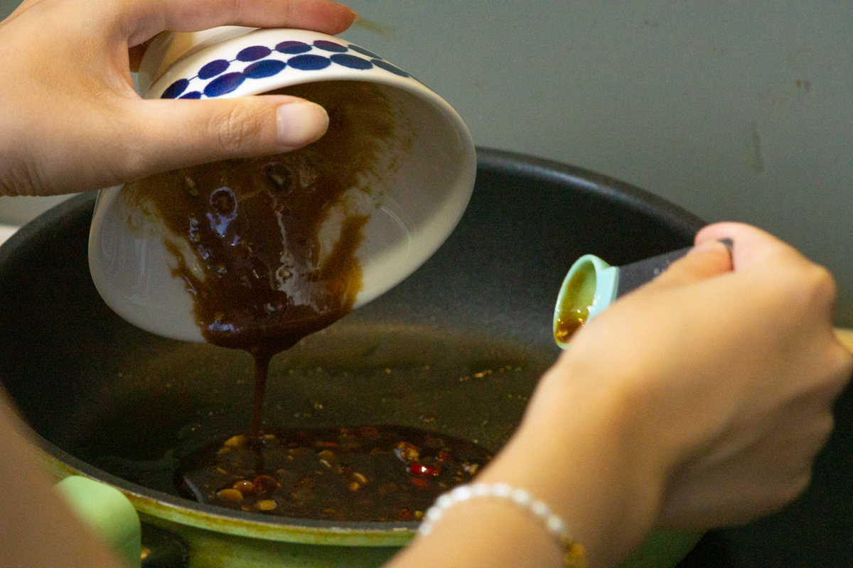 simmering the sauce