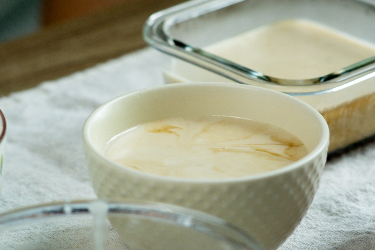 vegan banh flan in a small bowl 
