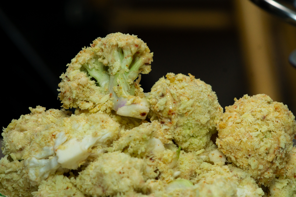 fully coated cauliflower florets