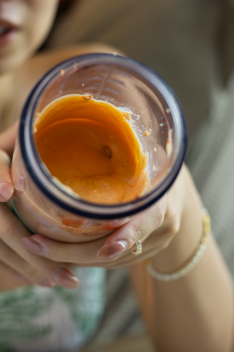 blending till smooth to make the sauce