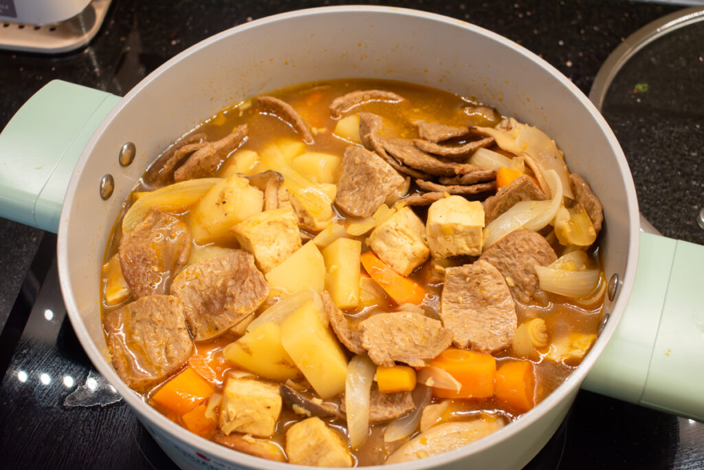 simmering vegan vietnamese beef stew