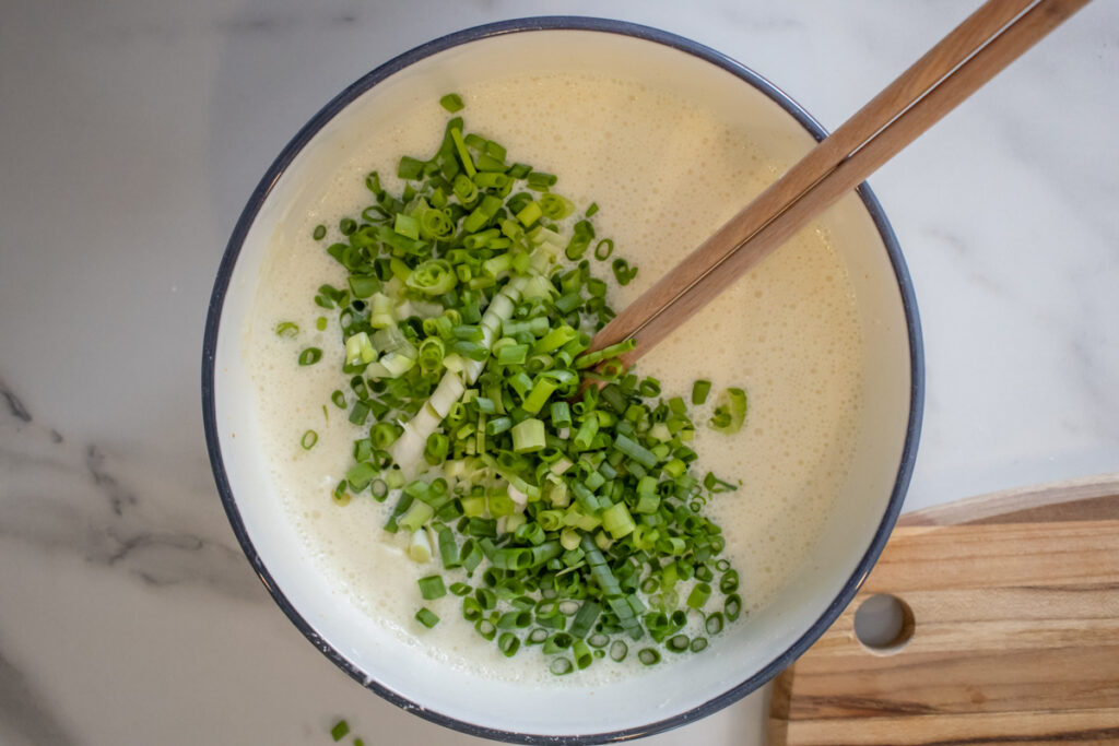 making vegan bánh xèo batter