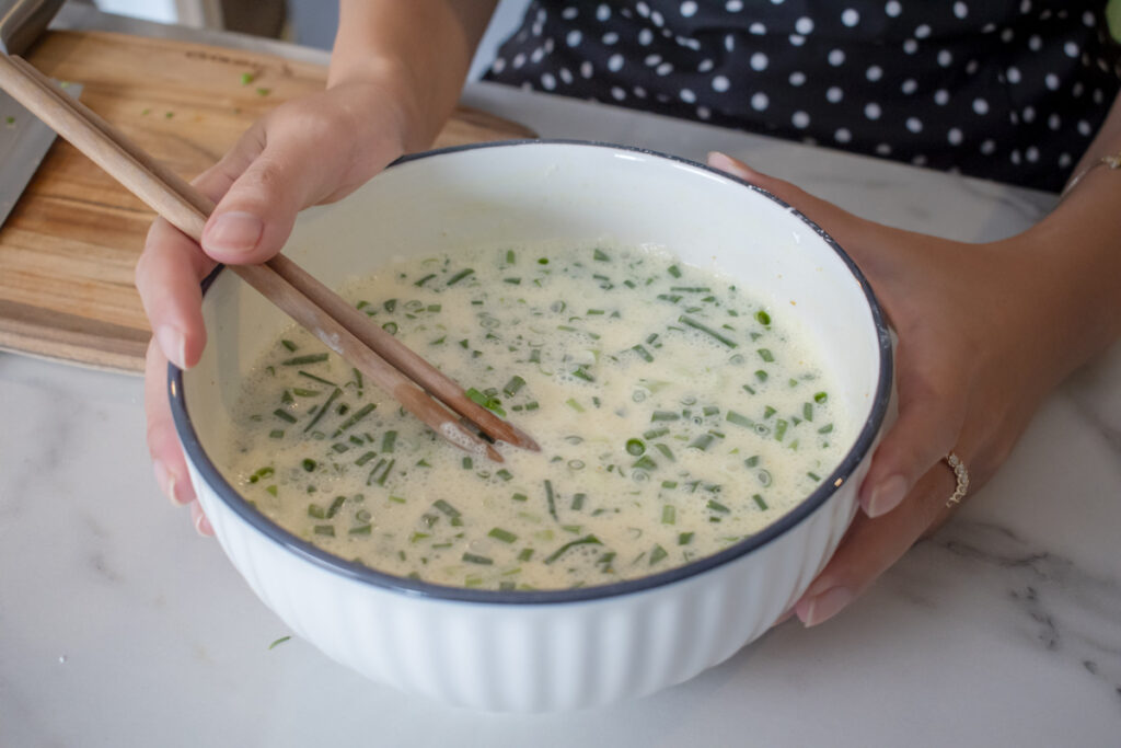 making vegan bánh xèo batter